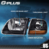 G-PLUS Headlights Assembly,Compatible with Ford Expedition 1997-2002/Fit Ford F150 1998-2003/Fit Ford F250 1988-1999 Bumper Headlamp,Clear lens Black Housing Amber Reflector Left & Right