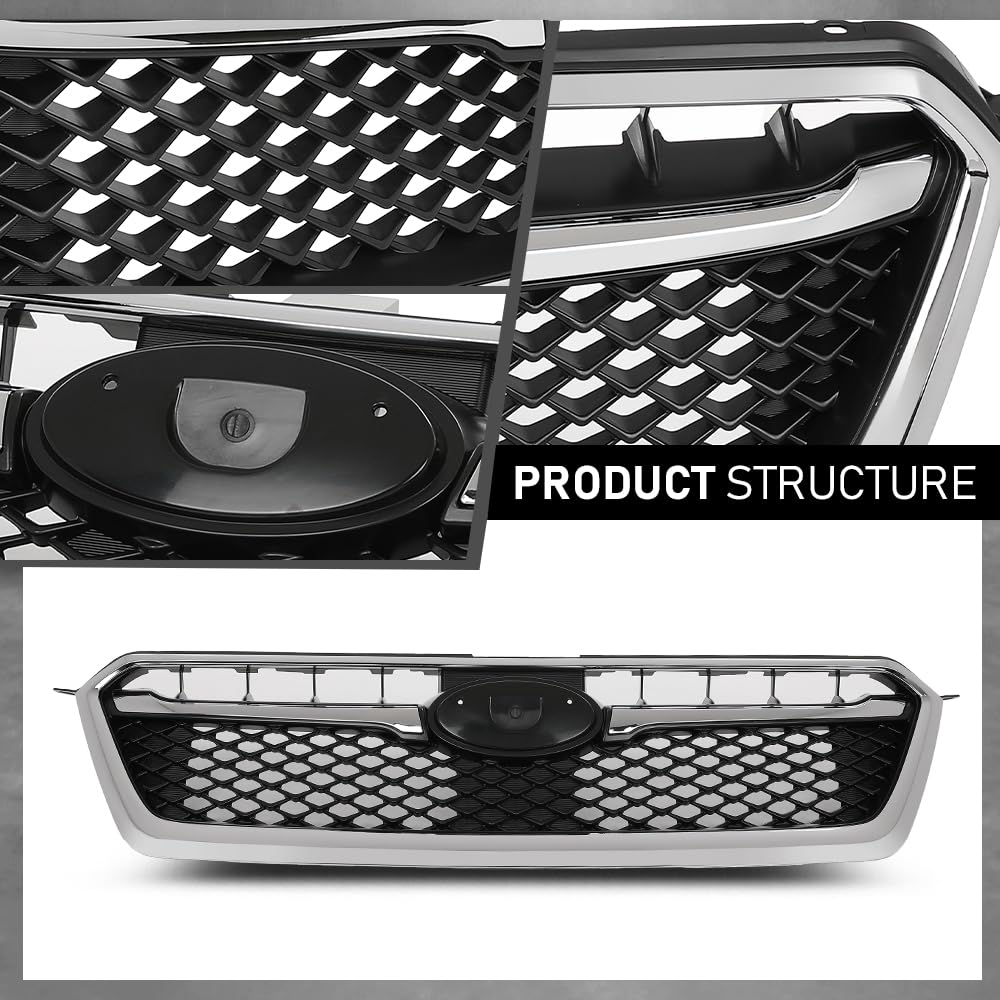 G-PLUS Front Bumper Grille w/Moulding Trim Compatible with Subaru Impreza 2012-2016,Fit Subaru Crosstrek 2016-2017 SU1200163