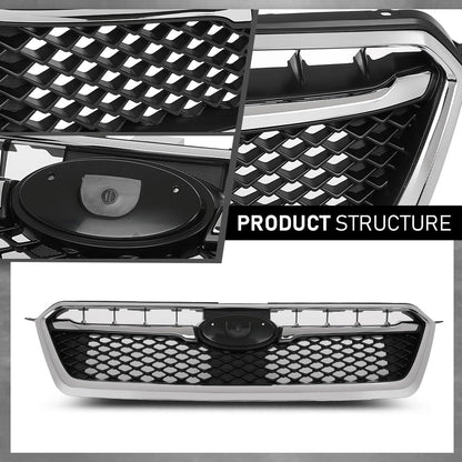 G-PLUS Front Bumper Grille w/Moulding Trim Compatible with Subaru Impreza 2012-2016,Fit Subaru Crosstrek 2016-2017 SU1200163