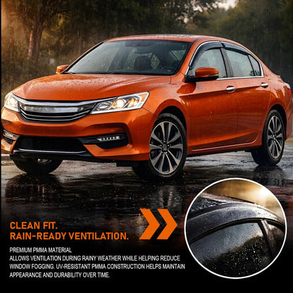 G-PLUS Window Visor Rain Guard Vent Compatible with Honda Accord 9th Gen 4 Door Sedan Model 2013-2017; Not Fit 2 Door Coupe Model or Wagon Model Impact-Resistant PMMA 4 PCS Smoky
