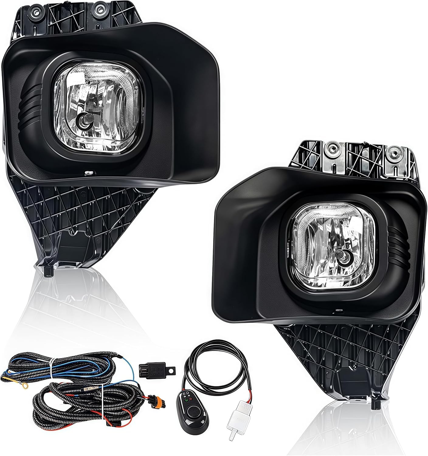 G-PLUS Fog Lights Front Bumper Fog Lamp Driver and Passenger Side w/Harness Compatible with Ford F250 F350 F450 F550 Super Duty 2011-2016 BC3Z15200A, BC3Z15201A,FO2593230, FO2592230 Clear Lens