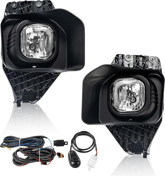 G-PLUS Fog Lights Front Bumper Fog Lamp Driver and Passenger Side w/Harness Compatible with Ford F250 F350 F450 F550 Super Duty 2011-2016 BC3Z15200A, BC3Z15201A,FO2593230, FO2592230 Clear Lens