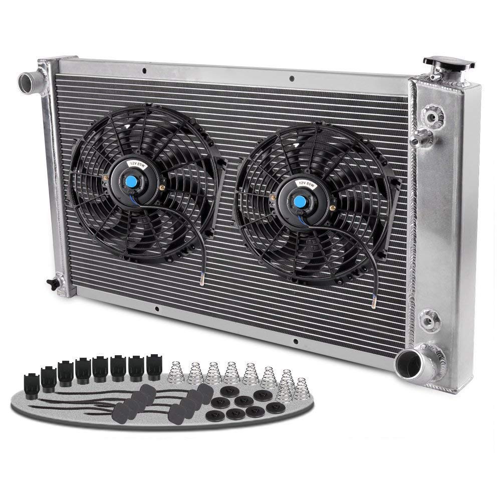 Compatible For CHEVY C/K SERIES C10 C20 K10 K20 PICKUP 1967-1972 Aluminum Cooling Radiator Stop Leak With 12" Radiator Cooling Engine Fan