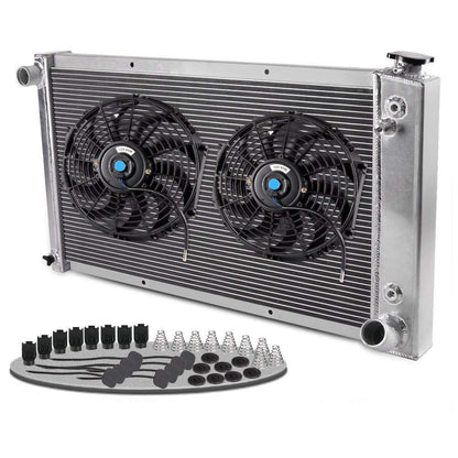 Compatible For CHEVY C/K SERIES C10 C20 K10 K20 PICKUP 1967-1972 Aluminum Cooling Radiator Stop Leak With 12" Radiator Cooling Engine Fan