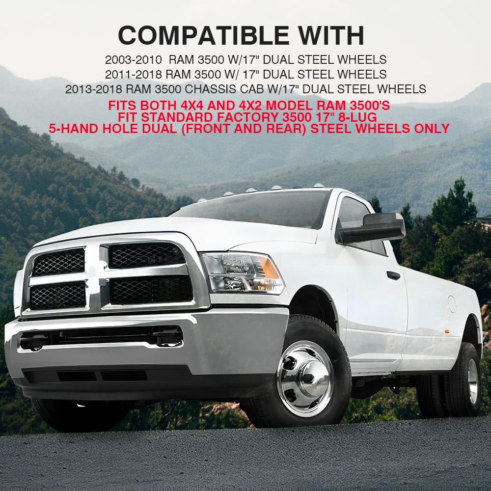 G-PLUS 17" Dually Wheel Simulators Dual Skins Liners Compatible with Dodge Ram 2003-2018/Fit Dodge Ram Chassis Cab 2013-2018 Chrome 52106937AB 52106882AA 52106877AB 52106876AA 4 PCS