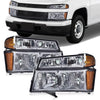 G-PLUS Headlights Assembly Fit Chevy Colorado/GMC Canyon 2004-2012,Fit Isuzu i-280 i-350 2006/Isuzu i-290 i-370 2007 2008 Headlamps Smoky Lens Chrome Housing Amber Reflector,faros delanteros