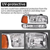 G-PLUS LED DRL Headlights Assembly, Compatible with 1999-2007 GMC Sierra 1500/2001-2007 GMC Sierra 1500 HD Bumper Headlamps, Clear Lens Chrome Housing Amber Reflector,faros delanteros