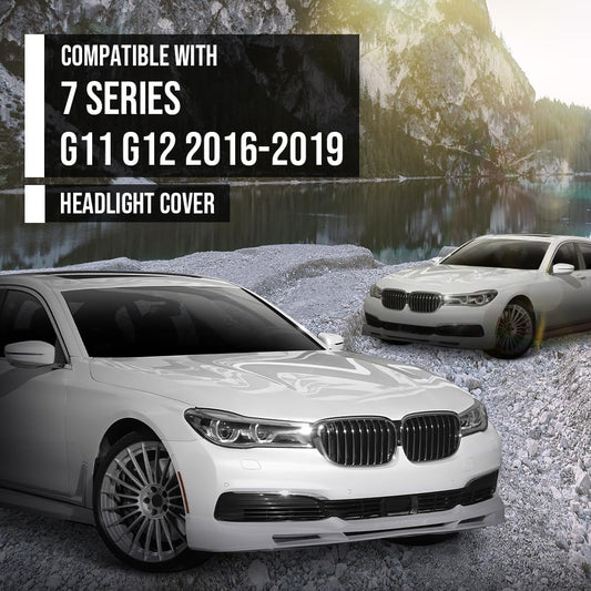 G-PLUS Headlight Lens Cover Compatible with BMW 7 Series G11 G12 2016-2019 63117408709, 63117408708 Left & Right Pair Front Headlamp Lens Cover Clear