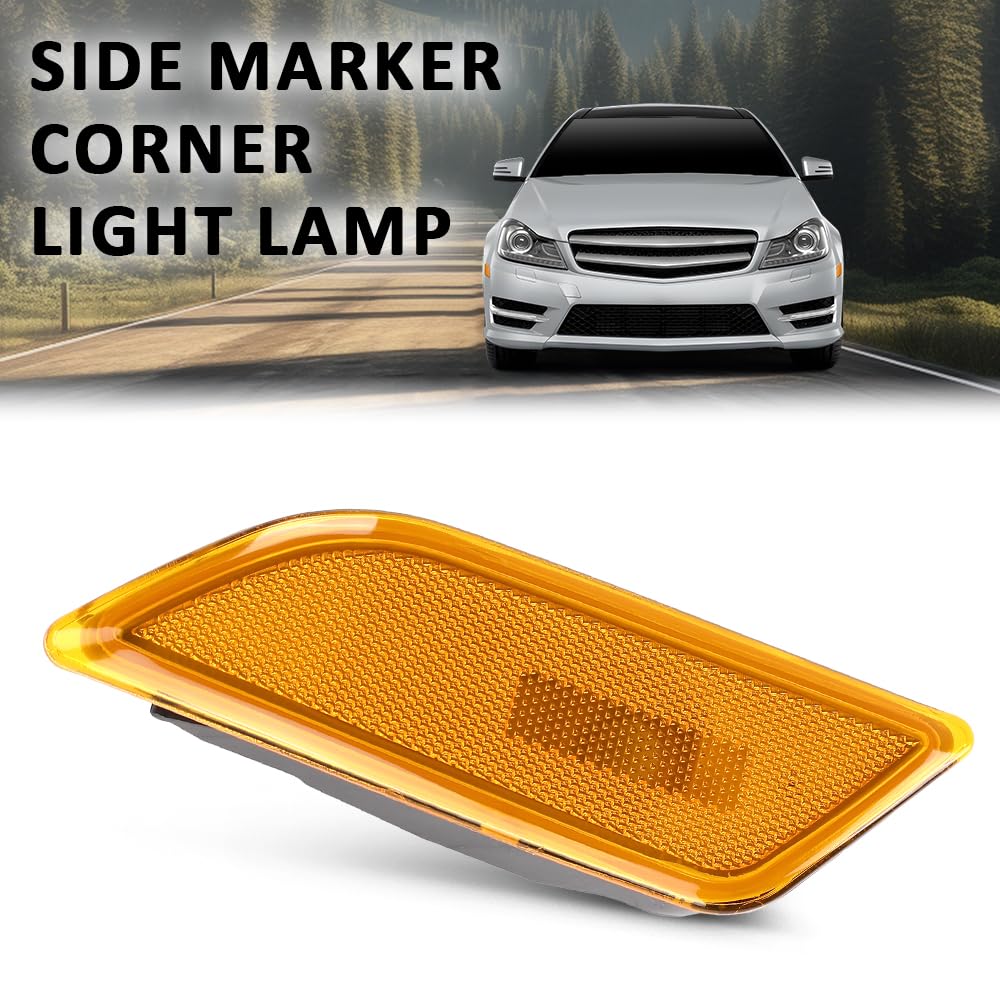 G-PLUS Side Marker Corner Light Lamp Left, Compatible with Benz C250 C300 C350 2012-2015, Driver Side, Amber Lens, 2049067301, MB2550105