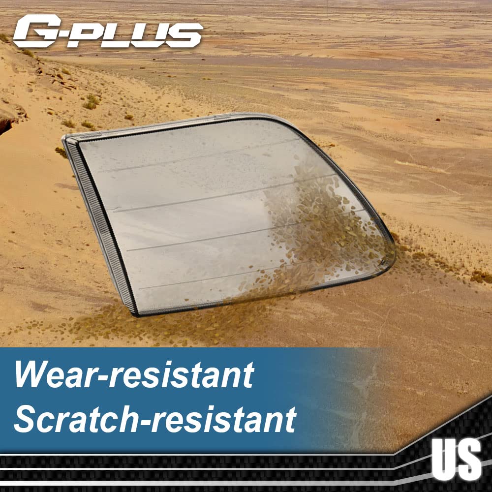 G-PLUS Front Headlight Lens Cover Compatible With 97-04 Ford F150 Expedition,1 Pair Left & Right Side (Smoky Lens)
