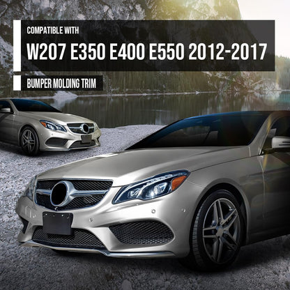 G-PLUS Front Bumper Body Molding Trim Compatible with Benz W207 E-Class E350 E400 E550 2014-2017 Fit Benz E400 2015 A2078850774, A2078850874 Silver 3Pcs