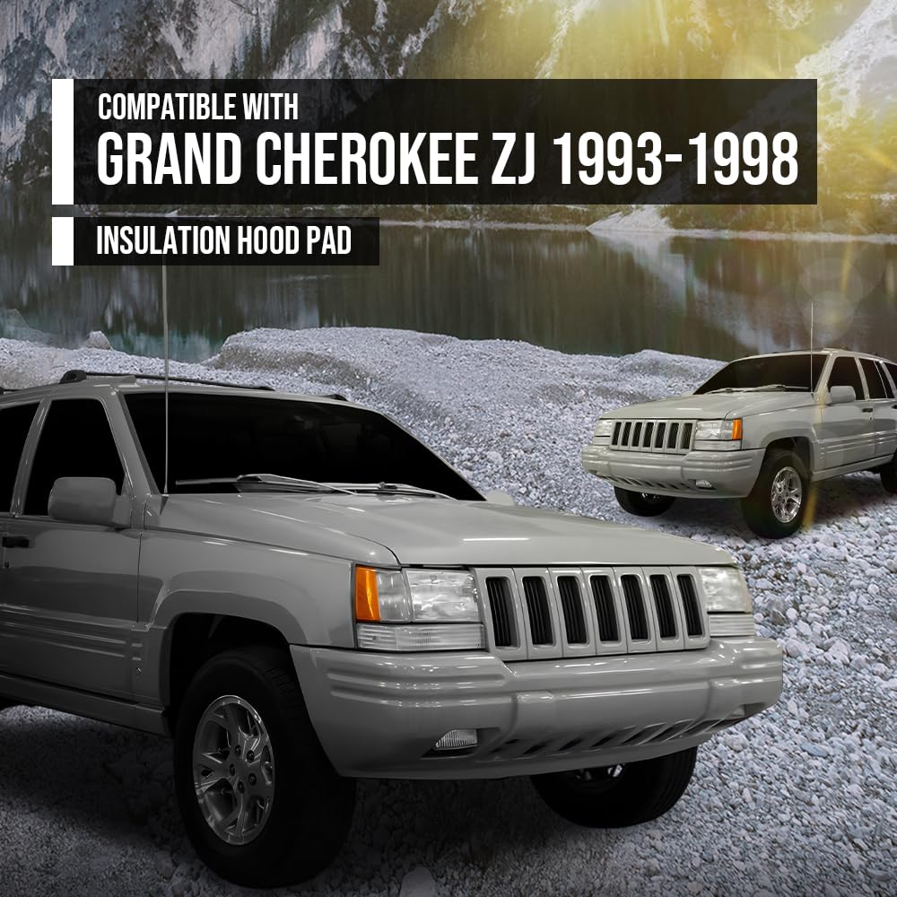 G-PLUS Hood Insulation Pad 1/2" with Clips Compatible with Jeep Grand Cherokee ZJ 1993-1998 Black