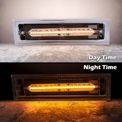 G-PLUS Amber LED Marker Light Compatible with Chevy C10 C20 C30 GMC 1981-1991 GM2550115, GM2551107 Clear Lens Front Side Marker Lamp