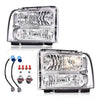 G-PLUS Headlights Compatible with Ford F250 F350 F450 F550 Super Duty 1999-2004 Truck Excursion Conversion Clear Lens Chrome Housing Clear ReflectorBumper Headlamps,faros delanteros