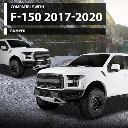 G-PLUS Front Bumper Compatible with Ford F150 Raptor 2017-2020 FO1002433, HL3Z17757A Iron Black