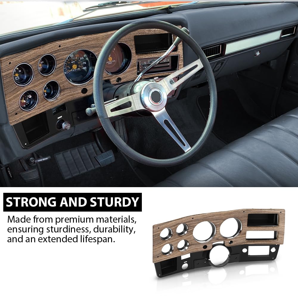 G-PLUS Dash Bezel Gauge Cluster Cover W/o AC Compatible with 1975 1976 1977 1978 1979 1980 Chevy GMC Pickup Truck W/o AC Black