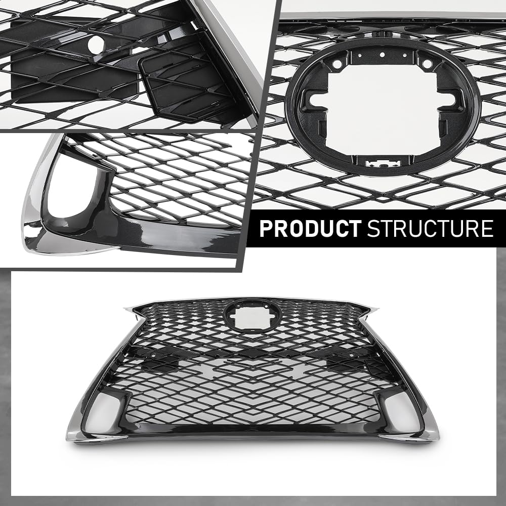 G-PLUS Grille Compatible with LX GS200t 2016-2017/GS350 2016-2020/GS450h 2016-2018 with F Sport Package with Park Assist Front 5310130890, LX1200192 Gray