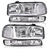 G-PLUS LED Headlights Assembly,Fit 1999-2007 GMC Sierra 1500HD 2500HD 3500,Fit 1999-2006 GMC Yukon XL 1500 2500,Left & Right Headlamps Clear Lens Chrome Housing Clear Reflector,faros delanteros