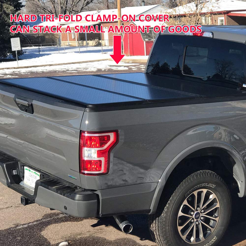 G-PLUS T3 Tri Fold Hard Top Truck Bed Tonneau Cover Compatible with 2016-2021 Toyota Tacoma | 5' Extra Short Bed Black