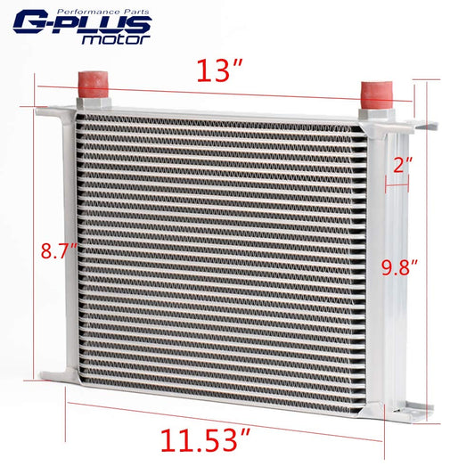 30 Row AN10-10AN Universal Aluminum Engine Transmission Oil Cooler Kit + Oil Filter Relocation Kit Silver
