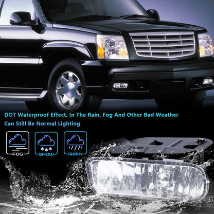 G-PLUS Fog Lights Assembly Compatible with Cadillac Escalade 2002 2003 2004 2005 2006,Fit Cadillac Escalade ESV 2003-2005 Driving Fog Lamps w/ 880 12V 27W Bulbs GM2592138 GM2593138(Clear Lens)