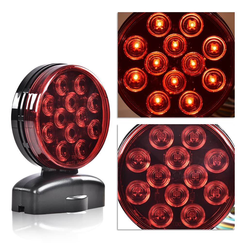 G-PLUS 12V Magnetic Towing Trailer Light Kit LED Tow Trailer Lights Brake Tail Signal Compatible with Towing Trucks/Wrecker/RV LED Magnetic
