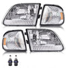 G-PLUS Headlights w/Bulbs, Compatible with Ford Expedition 1997-2002/Fit Ford F150 1998-2003/Fit F250 1997-1999 Bumper Headlamps Left &Right Clear lens Chrome Housing Amber Reflector