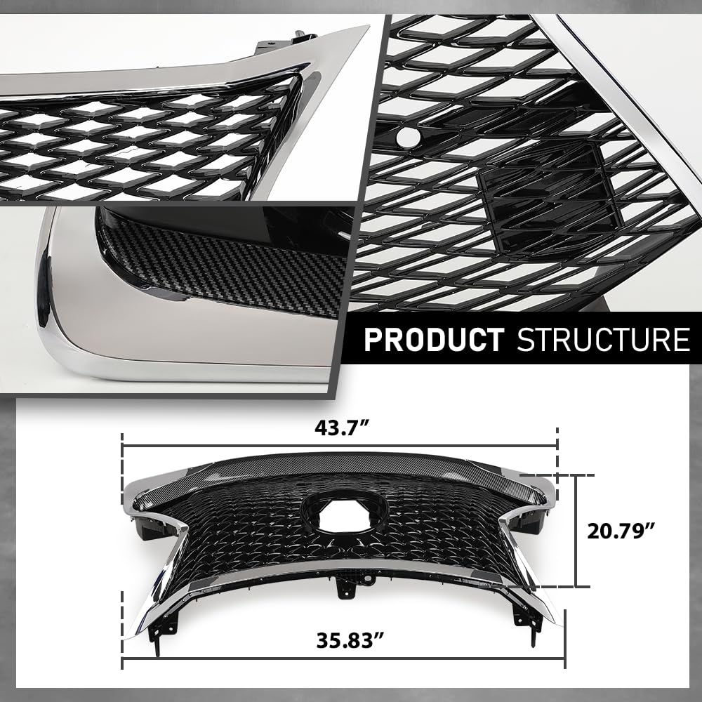 G-PLUS Front Bumper Set 6Pcs Compatible with 2013-2015 LX GS GS350 GS450 Conversion to 16+ GS F, (1 Front Bumper+1 Center Grille+2 Fog Lamp Frame+ 1 License Plate + 1 Small Bracket))