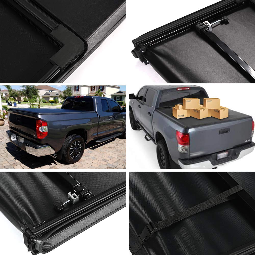 G-PLUS T3 Tri-Fold Soft Truck Tonneau Cover Replacement for 2005-2015 Toyota Tacoma Pickup | Double Cab 6Ft Short Bed | for Only Fleetside/Styleside Bed Models