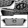 G-PLUS Front Bumper Upper Grille Grill Compatible with Hyundai Sonata 2015 2016 2017 w/o Radar Hole Chrome & Black