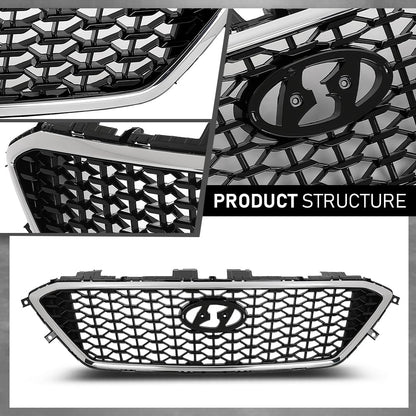 G-PLUS Front Bumper Upper Grille Grill Compatible with Hyundai Sonata 2015 2016 2017 w/o Radar Hole Chrome & Black