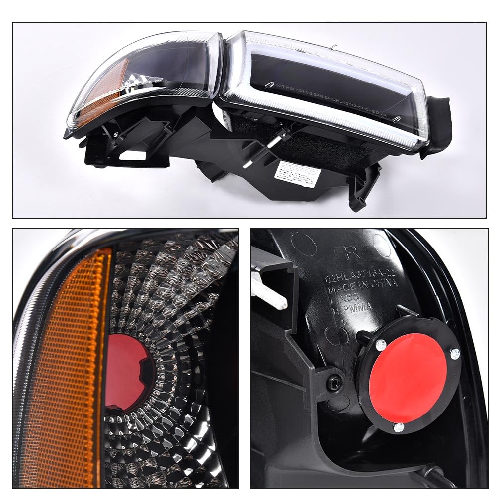 G-PLUS LED Light Strip Headlights w/o Bulbs Fit Dodge Ram 1500 1994-2001/Dodge Ram 2500 3500 1994-2002 Clear Lens Black Housing Amber Reflector Bumper Headlamps,faros delanteros Assembly