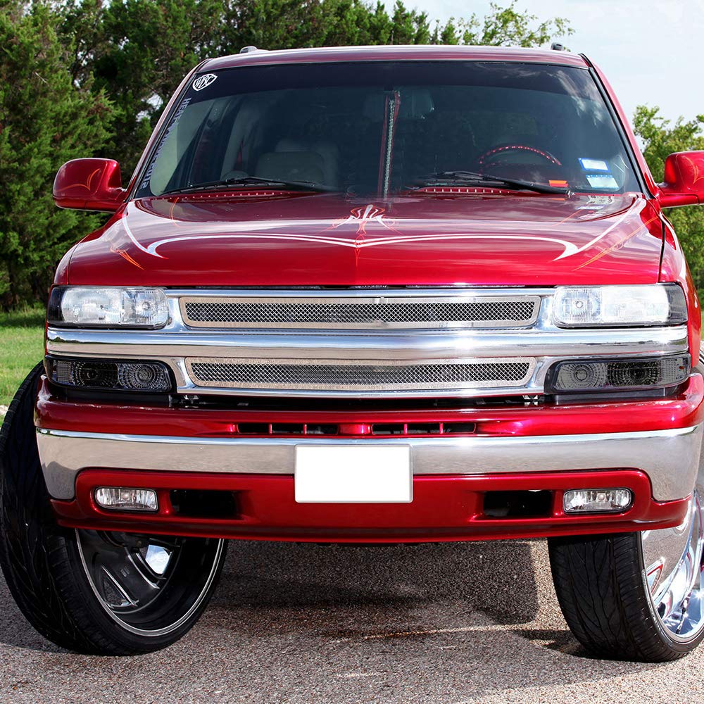 G-PLUS Headlights & Fog Lights Compatible With 1999-2002/Chevy Silverado 1500/2500 2000-2006/Suburban Tahoe 1500 2500 Headlamps & Fog Lamps 6pcs (Black Housing Amber Reflector),faros delanteros
