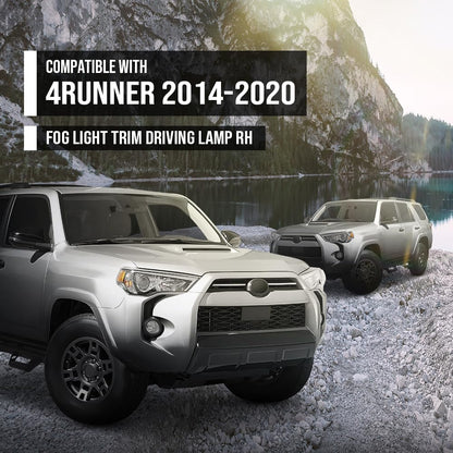 G-PLUS Fog Light Trim Driving Lamp Passenger Right Side RH Hand Compatible with Toyota 4Runner (submodel: SR5 Premium, TRD Off-Road Premium) 2018 2019 2020 5212735100, TO1039173 Black
