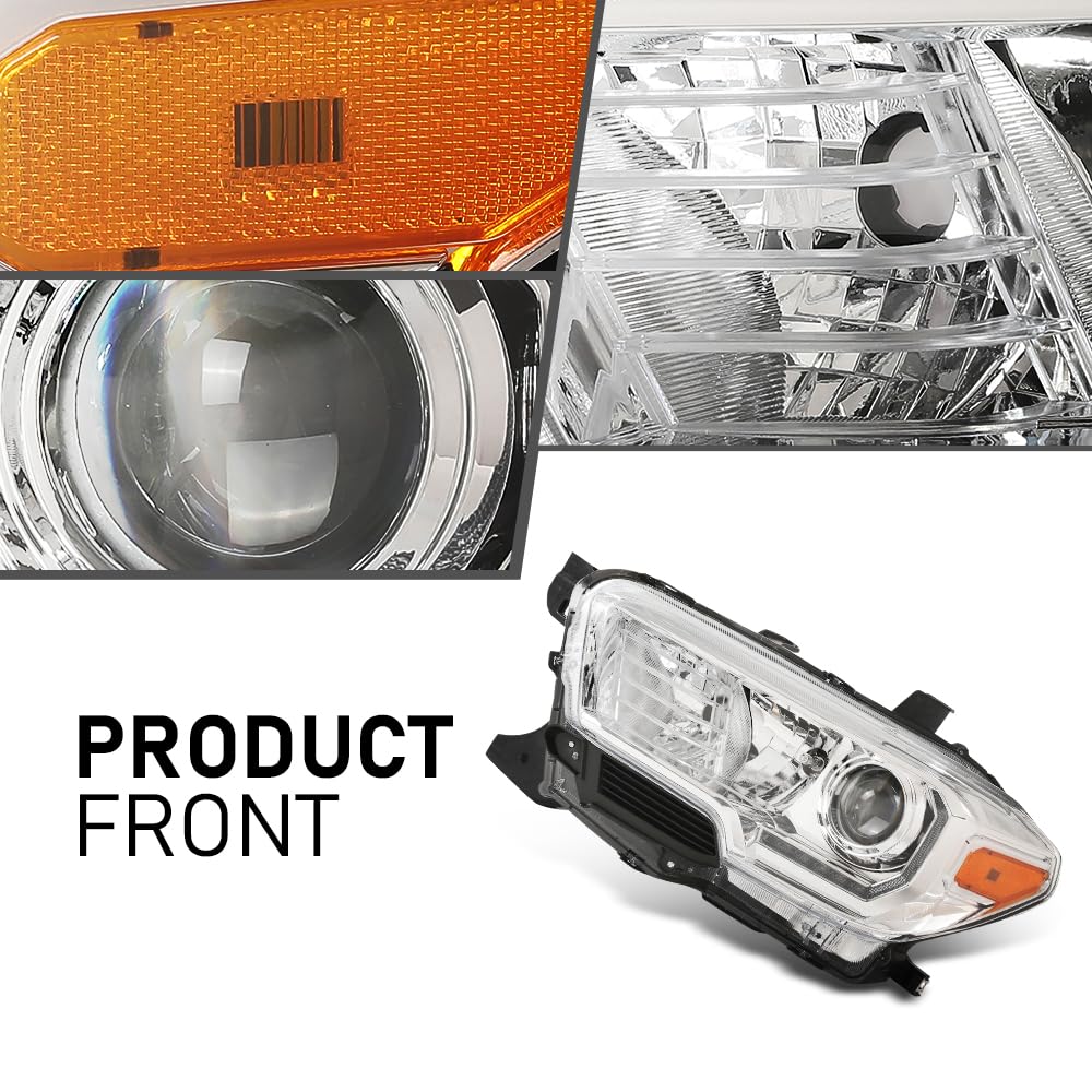 G-PLUS Headlights Assembly w/LED DRL Compatible with 2016-2022 Toyota Tacoma, Headlamps Left & Right Clear Lens Chrome Housing Amber Reflector, TO2502244, TO2503244 faros delanteros