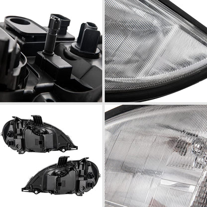 G-PLUS Headlights Assembly Compatible With 96-04 Freightliner Columbia Models Headlights Clear Lens Chrome Housing Amber Reflector (Driver+Passenger(Left+Right)) Bumper Headlamps,faros delanteros
