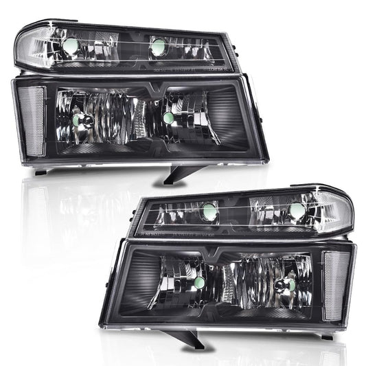 G-PLUS Headlights Assembly Fit Chevy Colorado/GMC Canyon 2004-2012,Fit Isuzu i-280 i-350 2006/Isuzu i-290 i-370 2007-2008 Headlamps Clear Lens Black Housing Clear Reflector,faros delanteros