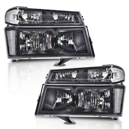 G-PLUS Headlights Assembly,Comaptible with Chevy Colorado/GMC Canyon 2004-2012,Fit Isuzu i-280 i-350 2006,Fit Isuzu i-290 i-370 07-08 Headlamps, Clear Lens Black Housing Clear Reflector
