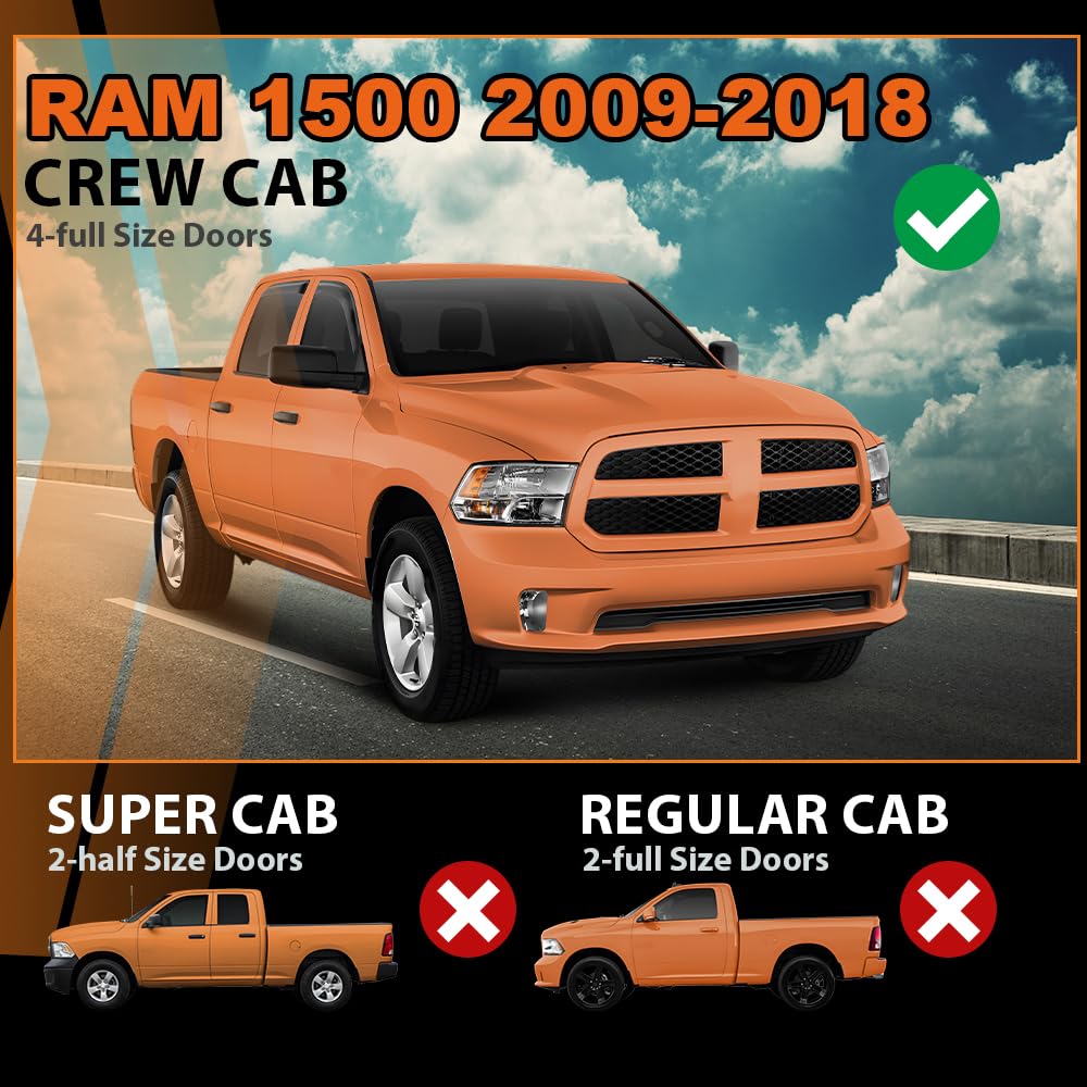 G-PLUS Out-Channel Rain Guards Shields Vent Deflector Shade Wind Compatible with Dodge Ram 2500 3500 Crew/Mega Cab Only 2010-2025 4PCS Smoky