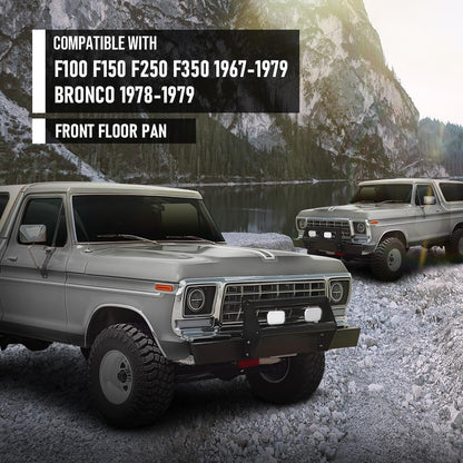 G-PLUS Galvanised Front Floor Mat Fit Ford F100 F150 F250 F350 1967-1979 / Bronco 1978-1979 1st Row Truck Accessories Cargo Liners All Weather Protection 2PCS Sliver Alfombras para Carro