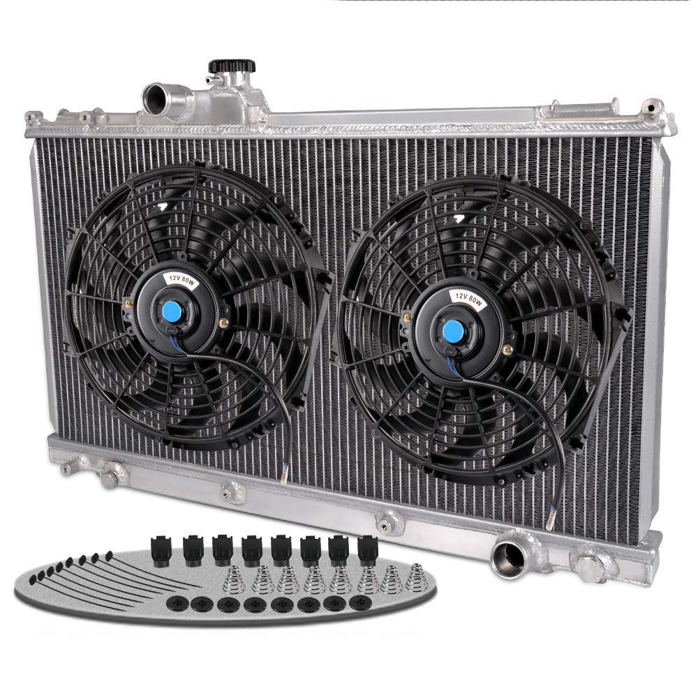 Aluminum Racing Radiator + 12" Cooling Fan Compatible For LEXUS IS300 3.0L L6 MANUAL 2001 2002 2003 2004 2005