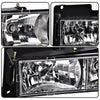 G-PLUS Headlights Assembly Front Headlamp Pair Fit 1994-1998 GMC C/K 1500 2500 Sierra Yukon Suburban Bumper Headlamps, Clear Lens Chrome Housing Amber Reflector（NO LED,faros delanteros Assembly