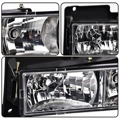 G-PLUS Headlights Assembly Front Headlamp Pair Fit 1994-1998 GMC C/K 1500 2500 Sierra Yukon Suburban Bumper Headlamps, Clear Lens Chrome Housing Amber Reflector（NO LED,faros delanteros Assembly