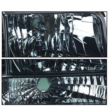 G-PLUS Headlights Assembly Fit 1992-1996 Ford Bronco/F150 F250 F350 Super Duty(Incl. 97 9th Old Body Style),Headlamps w/Corner Signal Smoky lens Chrome Housing Amber Reflector Faros Delanteros