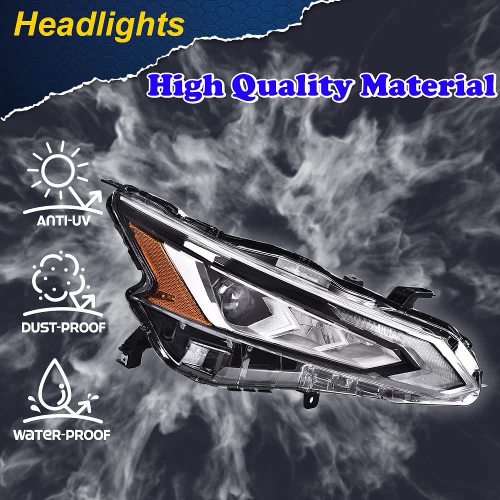 G-PLUS LED DRL Headlights, Compatible with 2016 2017 2018 Nissan Altima Right Bumper Headlamp, Clear Lens Black Housing Amber Reflector Bumper Headlamps