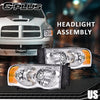 G-PLUS Headlights Bumper Headlamps Assembly Compatible with 2002-2005 Dodge Ram 1500 2500 3500, Clear Lens Chrome Housing Amber Reflector,faros delanteros