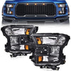 G-PLUS Headlights Assembly, Compatible with Ford F150 2015 2016 2017 Bumper Headlamps W/o Bulbs, Clear Lens Black Housing Amber Reflector Luces delanteras,faro delantero,faros delanteros