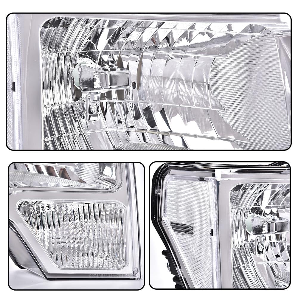 G-PLUS Headlights Assembly Compatible with Ford F150 2009-2014 Pair Left & Right Headlamps Assembly, Clear Lens Chrome Housing Clear Reflector, faros delanteros, DL3Z13008A DL3Z13008B