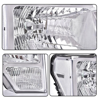 G-PLUS Headlights Assembly Compatible with Ford F150 2009-2014 Pair Left & Right Headlamps Assembly, Clear Lens Chrome Housing Clear Reflector, faros delanteros, DL3Z13008A DL3Z13008B