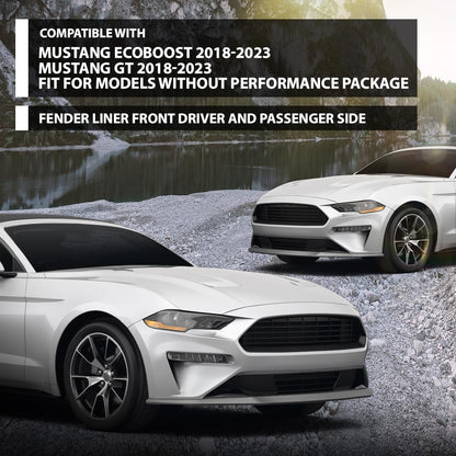 G-PLUS Pair Front Fender Liner Inner, Compatible with Ford Mustang EcoBoost GT 2018-2023 For Models Without Performance Package, LH Driver & RH Passenger 2PCS, FO1248190, FO1249190